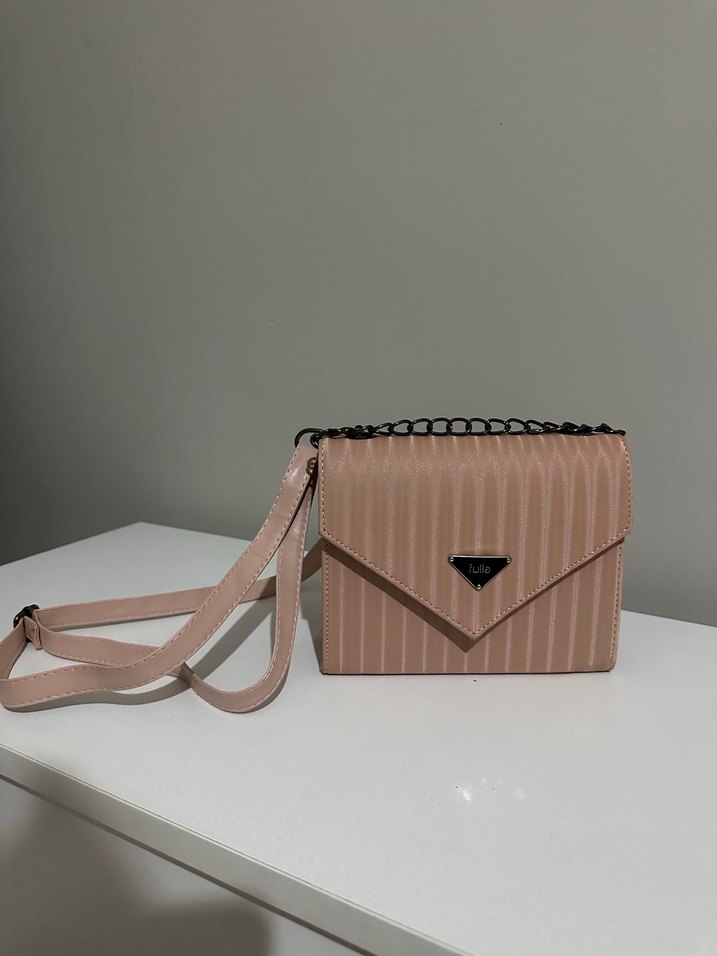 Pembe Çizgili Kadın Omuz Çantası - Görsel 5