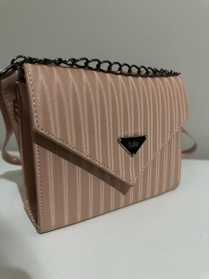 Pembe Çizgili Kadın Omuz Çantası - Görsel 2