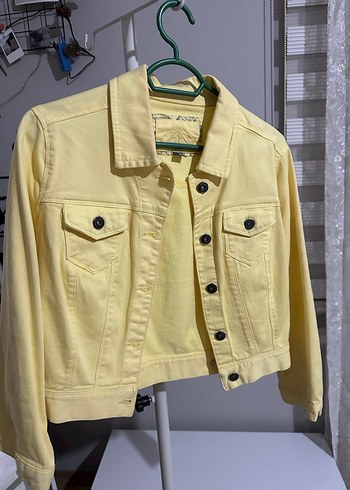 Sarı Düğmeli Kadın Denim Ceket - Görsel 2
