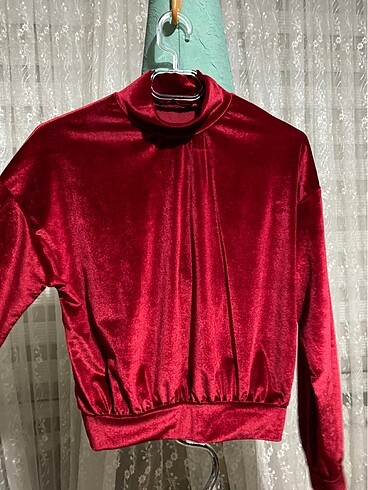 s Beden bordo Renk Kadife şık bluz