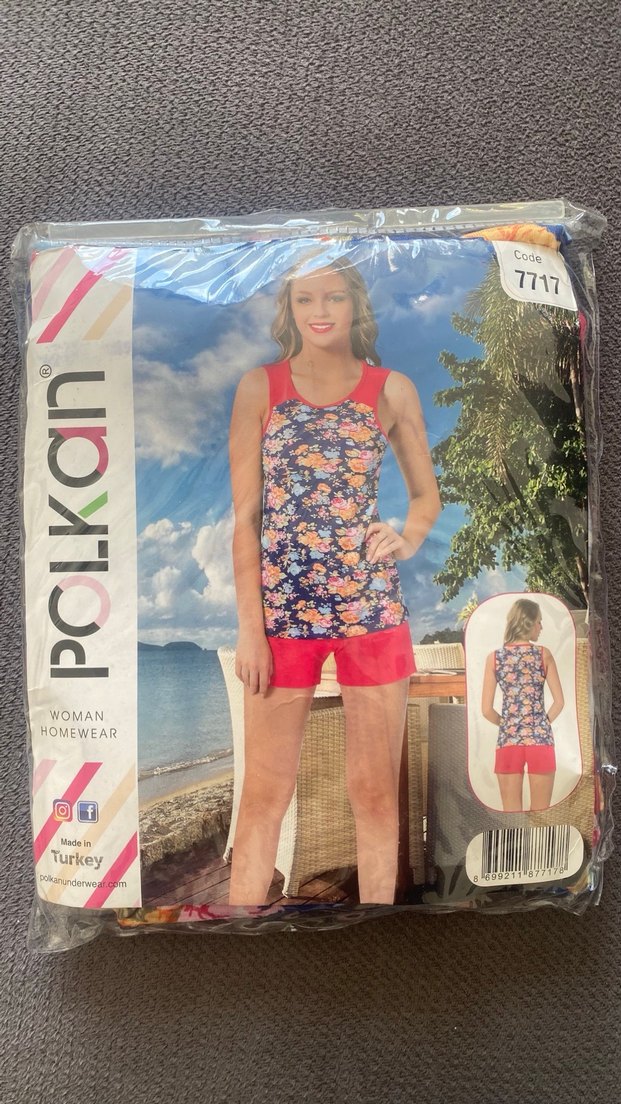 Pamuklu kumaş şortlu takım - Görsel 3