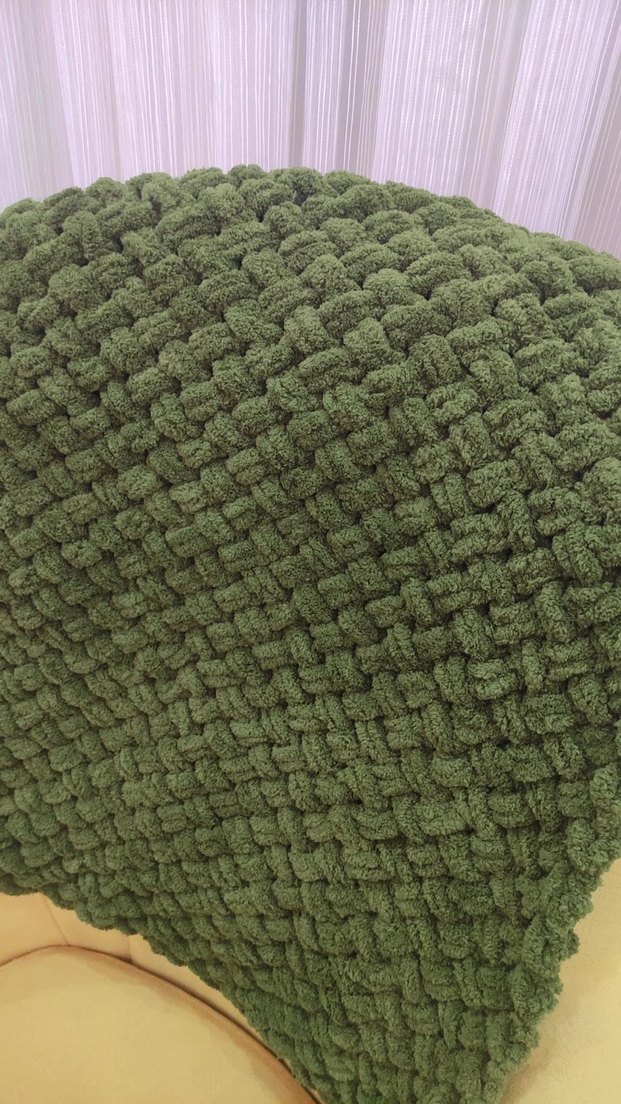 Yeşil Örgü Çocuk Battaniyesi puffy - Görsel 2