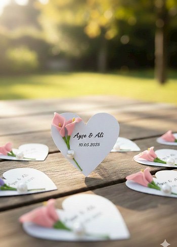 Beyaz Zambaklı Siyah Kalp Nikah Hediyesi - Görsel 5