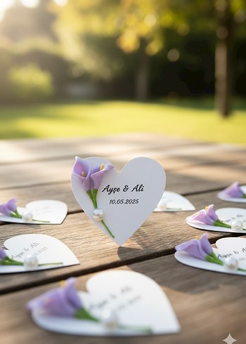 Beyaz Zambaklı Siyah Kalp Nikah Hediyesi - Görsel 4