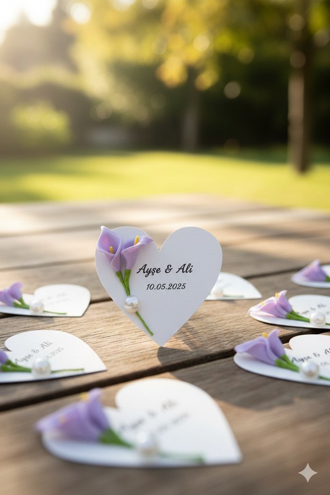 Beyaz Zambaklı Siyah Kalp Nikah Hediyesi - Görsel 4