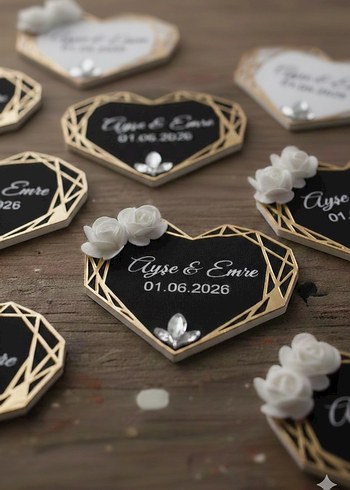 Altın Renkli Kalp Şeklinde Magnet - Görsel 2