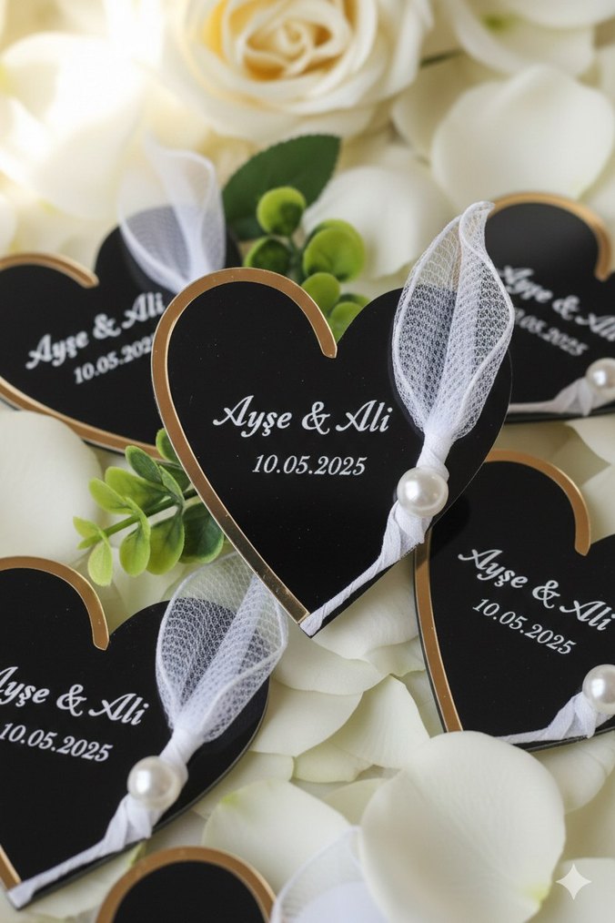 Kalpli Beyaz Düğün Hediyesi - Görsel 2