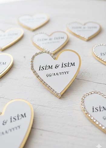 Beyaz Kalp Şeklinde Parlak Hediyelik - Görsel 4