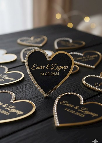 Beyaz Kalp Şeklinde Parlak Hediyelik - Görsel 2