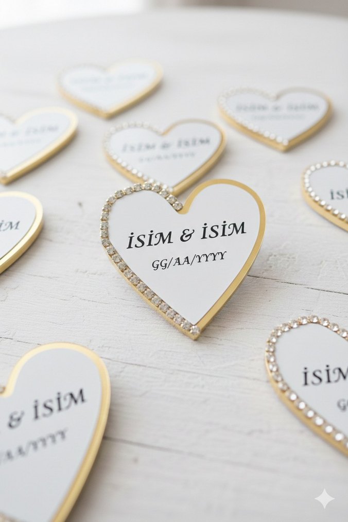 Beyaz Kalp Şeklinde Parlak Hediyelik - Görsel 4