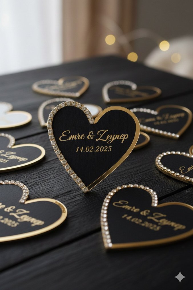 Beyaz Kalp Şeklinde Parlak Hediyelik - Görsel 2