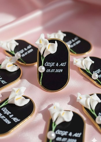 İsme Özel Beyaz Nikah Hediyesi Magnet - Görsel 3