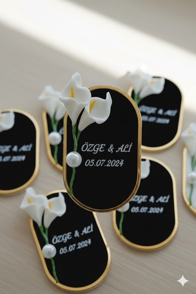 İsme Özel Beyaz Nikah Hediyesi Magnet - Görsel 4