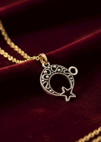 Vintage Gotik Altın Kolye - Zincir Detaylı - Görsel 6