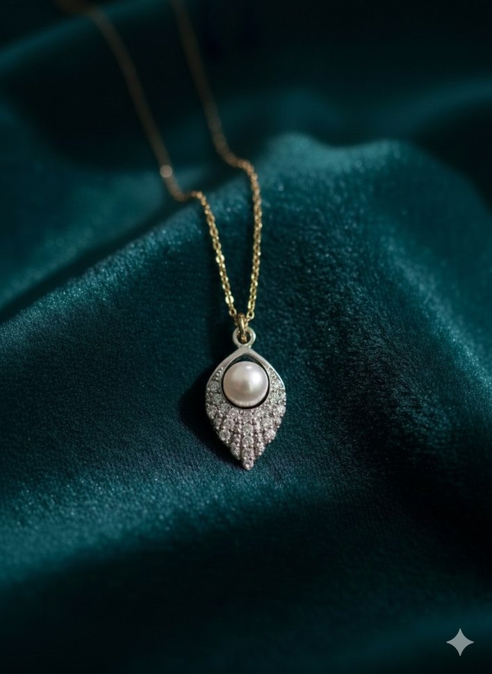 Vintage Gotik Altın Kolye - Zincir Detaylı - Görsel 5