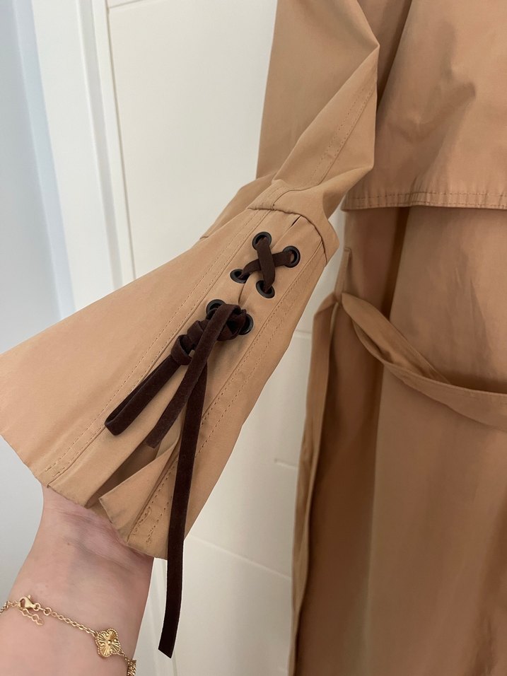 Bej Kadın Midi Trençkot - Görsel 4