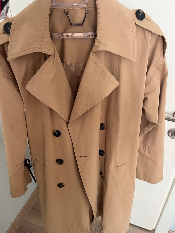 Bej Kadın Midi Trençkot - Görsel 3