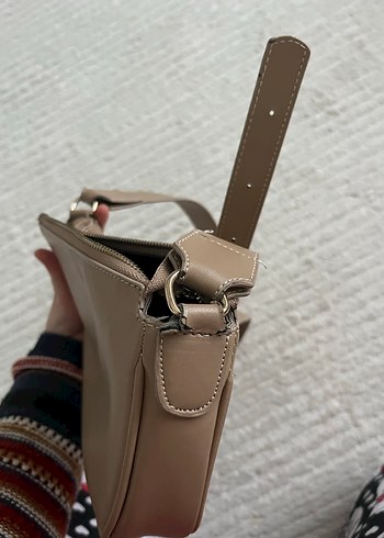 Bej Deri Kadın Omuz Çantası - Görsel 4