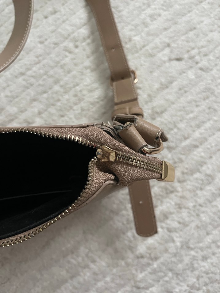 Bej Deri Kadın Omuz Çantası - Görsel 3