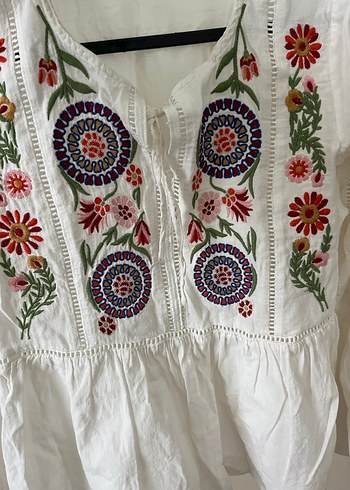 Nakışlı Uzun Kollu Bohem Kadın Bluz - Görsel 3