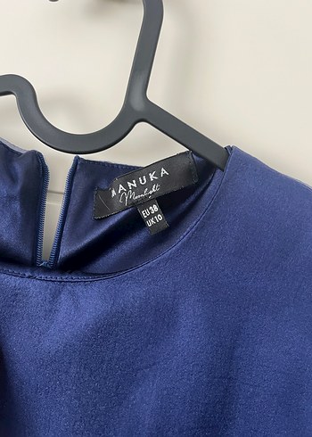 Mavi Drapeli Uzun Kollu Abiye Elbise - Görsel 5