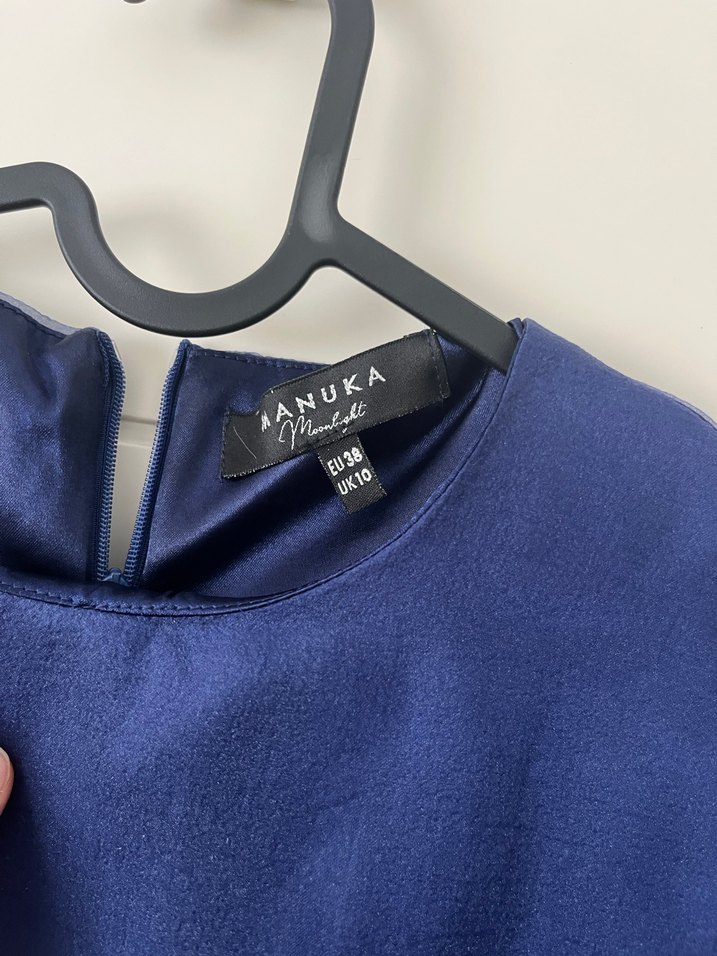 Mavi Drapeli Uzun Kollu Abiye Elbise - Görsel 5