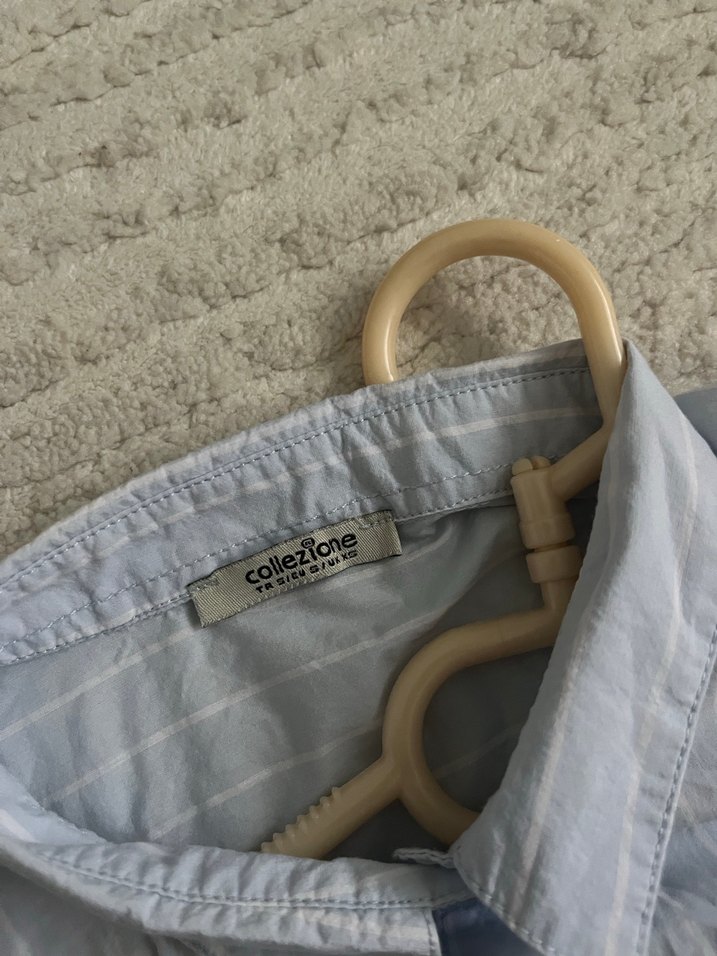 Mavi çizgili Uzun Kollu Gömlek - Görsel 3