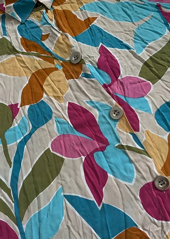 Renkli Bohem Uzun Kollu Gömlek - Görsel 2