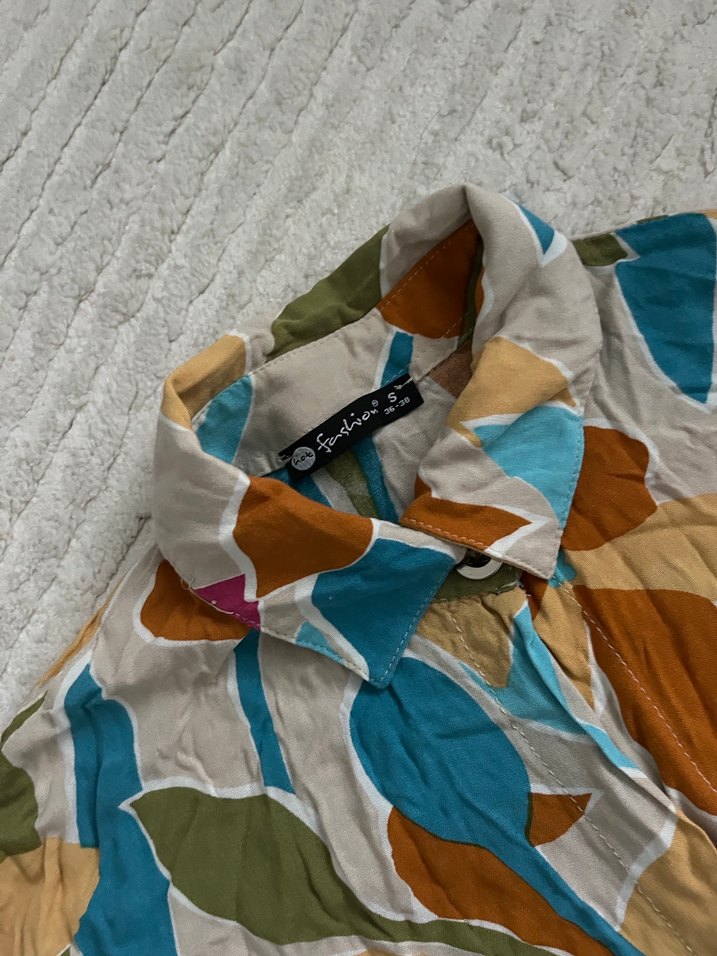 Renkli Bohem Uzun Kollu Gömlek - Görsel 3