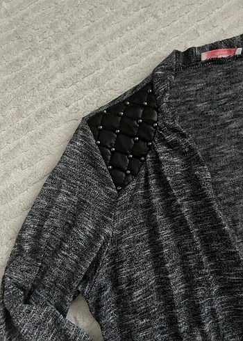 Gri Uzun Kollu Salaş Kadın Hırka - Görsel 2