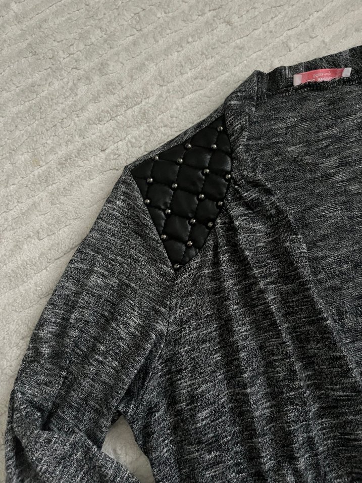 Gri Uzun Kollu Salaş Kadın Hırka - Görsel 2