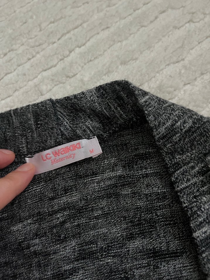 Gri Uzun Kollu Salaş Kadın Hırka - Görsel 3