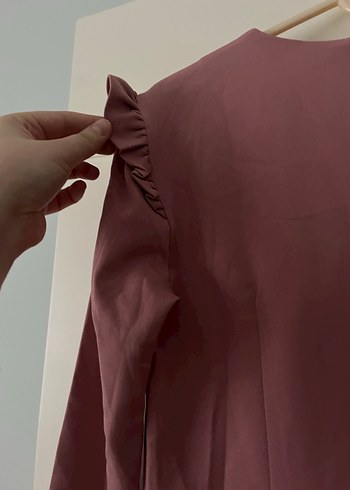 Kemerli pudra Uzun Kollu Uzun Elbise - Görsel 3