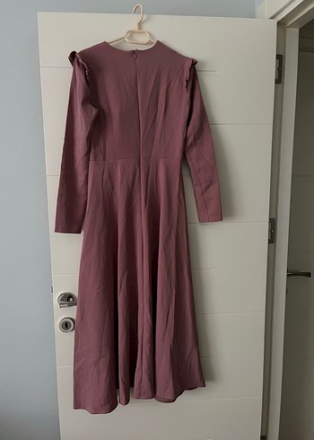 Kemerli pudra Uzun Kollu Uzun Elbise - Görsel 2