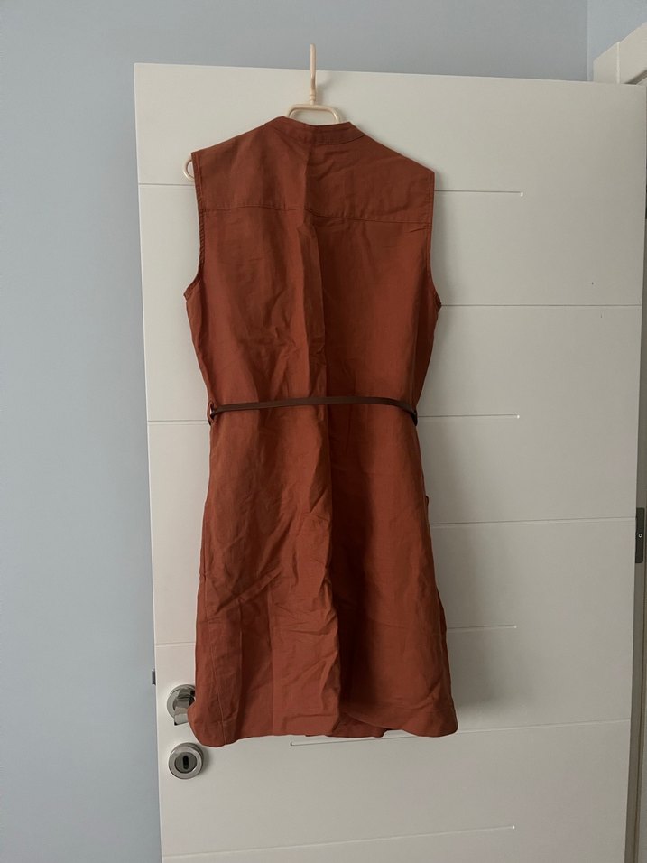 Kahverengi Deri Kemerli Midi Elbise tunik - Görsel 2