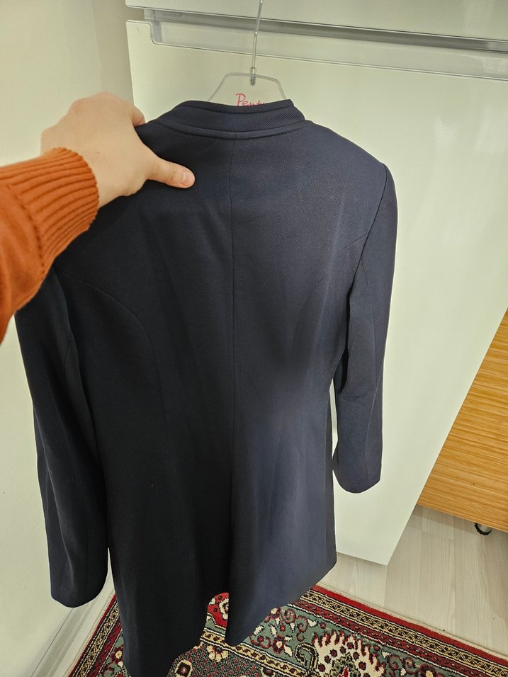 Düğmeli Kadın Uzun Kaban - Görsel 5