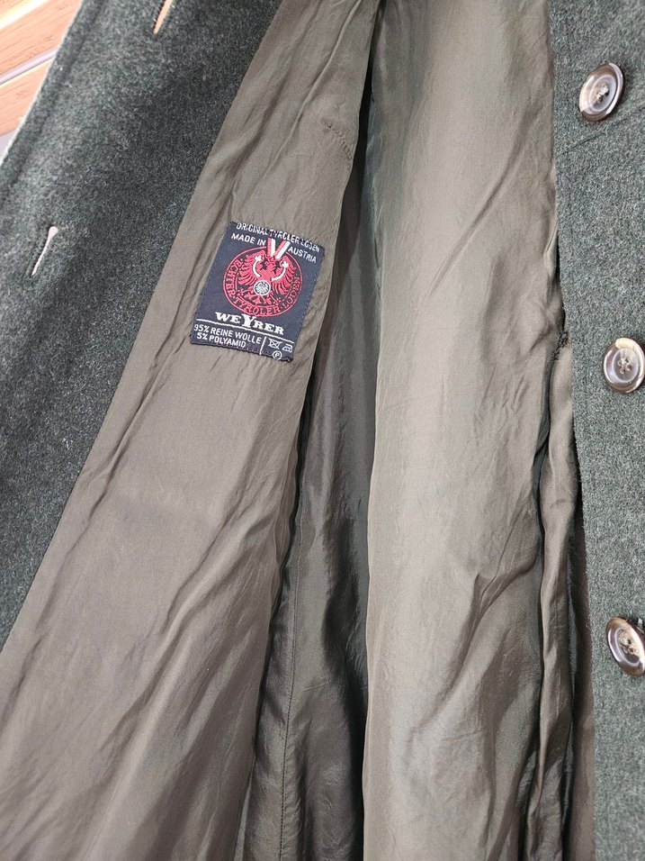 Düğmeli Uzun yeşil Yün Kadın Kaban - Görsel 4