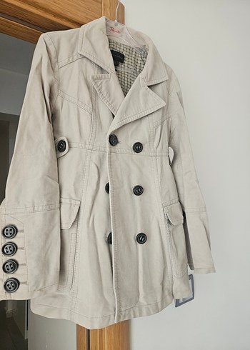 Bej Düğmeli Midi Trençkot - Görsel 2