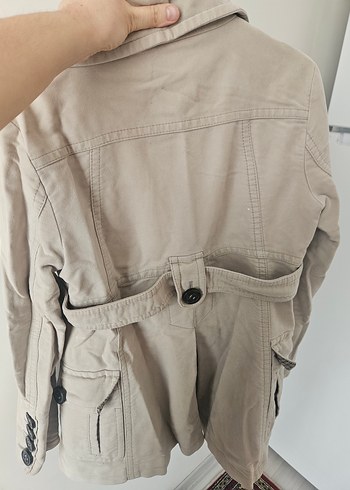 Bej Düğmeli Midi Trençkot - Görsel 4