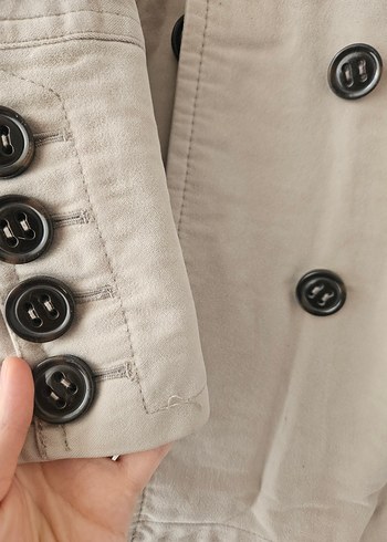 Bej Düğmeli Midi Trençkot - Görsel 6