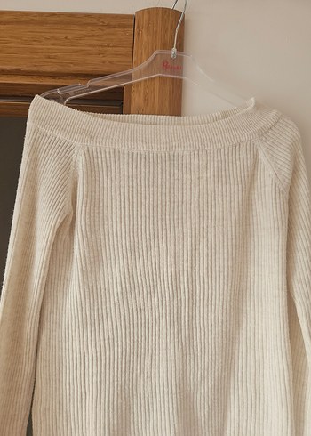 Bej Kadın Triko Boğazlı Kazak - Görsel 2