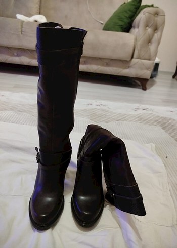 Kahverengi Yılan Derisi Desenli Kadın Dizüstü Bot - Görsel 5