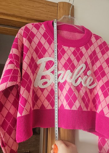 Pembe Nakışlı Örgü Kadın Kazak - Görsel 4