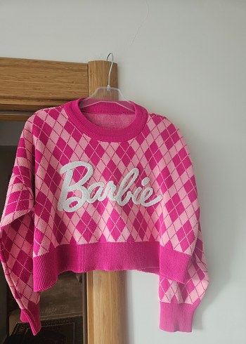 Pembe Nakışlı Örgü Kadın Kazak - Görsel 2