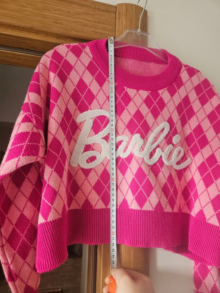 Pembe Nakışlı Örgü Kadın Kazak - Görsel 4