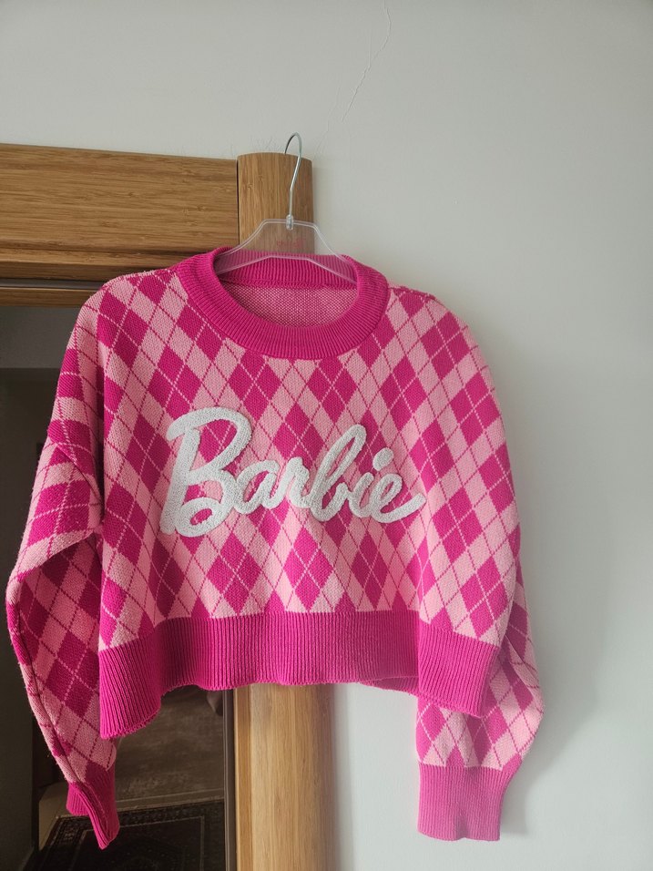 Pembe Nakışlı Örgü Kadın Kazak - Görsel 2