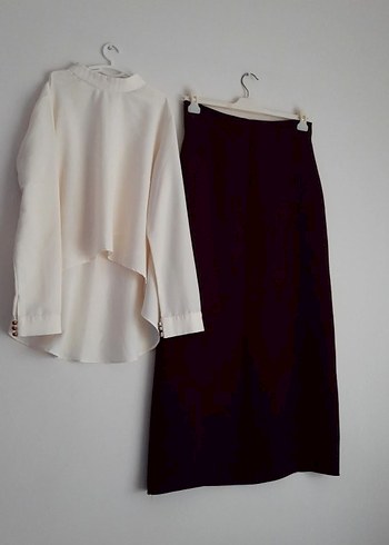 mürdüm etekli ceket takım - Görsel 2