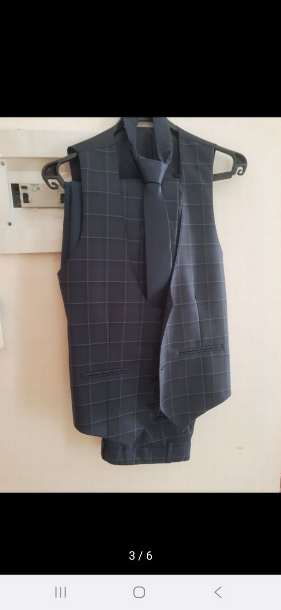 Lacivert Ekose Desenli Modern Klasik Takım Elbise - Görsel 4