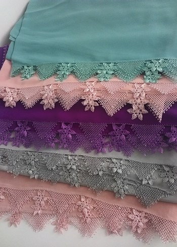 Dantel Detaylı Çok Renkli Kadın Şal - Görsel 4