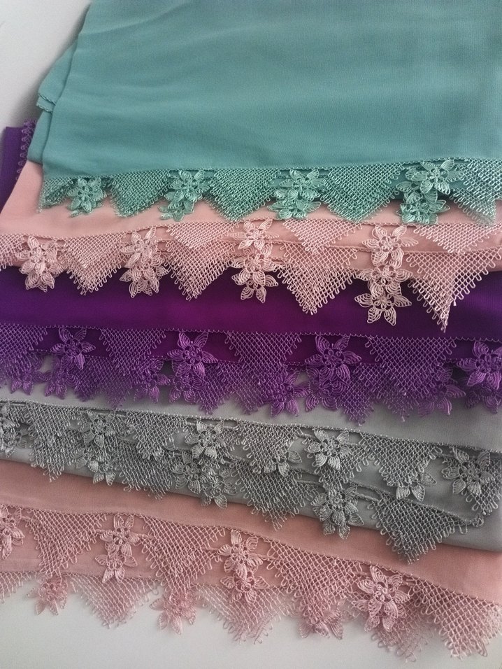 Dantel Detaylı Çok Renkli Kadın Şal - Görsel 4